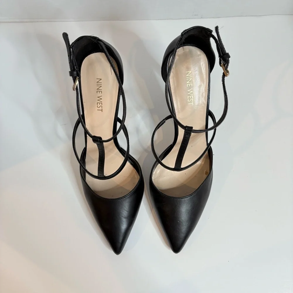 Nine West Black stiletto ankle strap Heels women’s size 10 - Picture 13 of 14